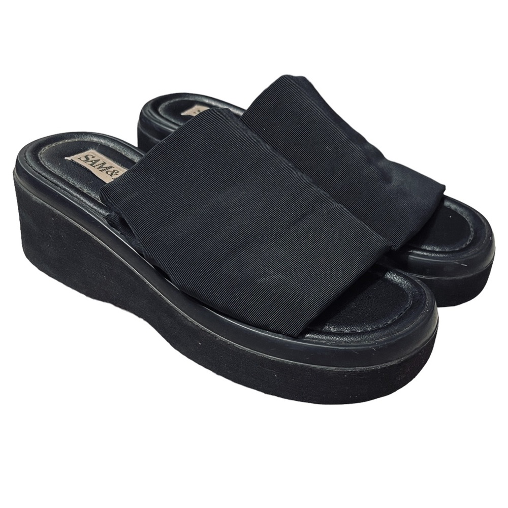 Vintage Y2K Sam & Libby Black Platform Slide Sandals